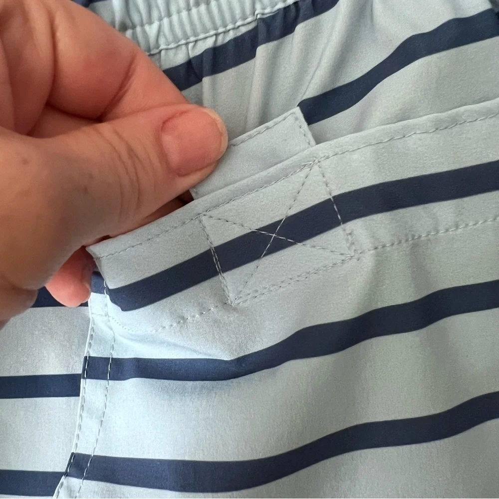 EUC Men’s Preppy Bonobos Swim Trunks Blue Stripe 7” Inseam size M